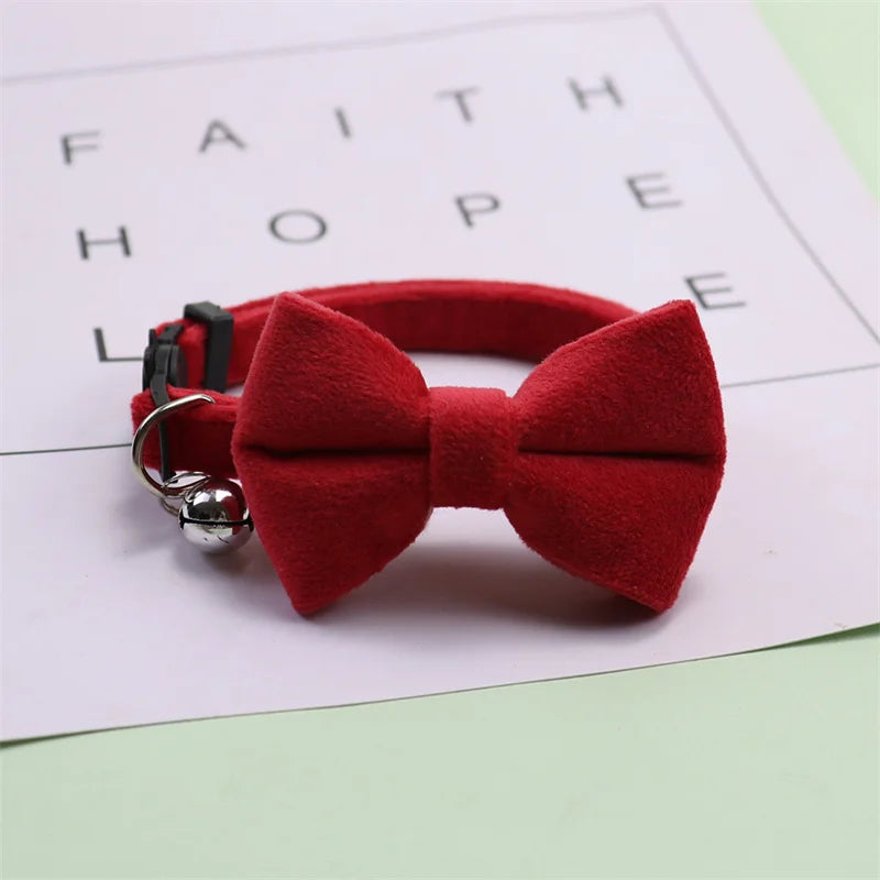 Velvet Bow Tie Pet Collar