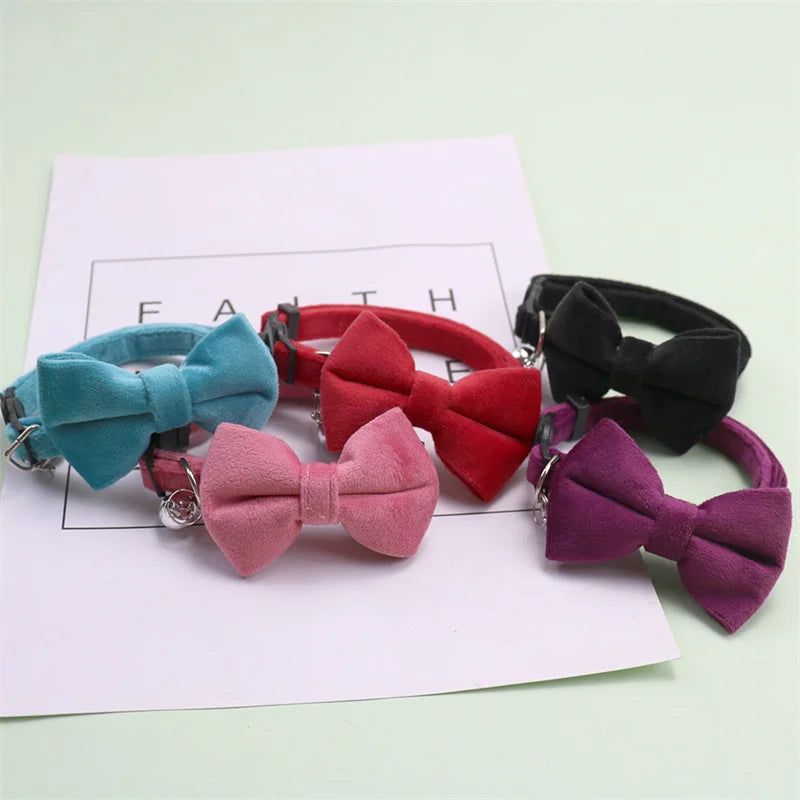 Velvet Bow Tie Pet Collar