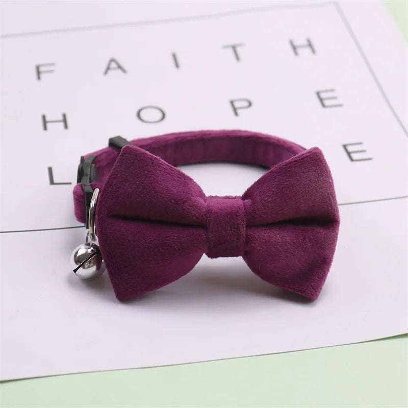 Velvet Bow Tie Pet Collar
