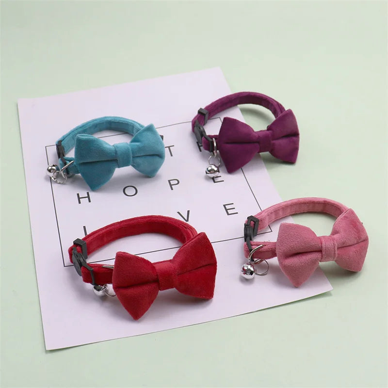 Velvet Bow Tie Pet Collar