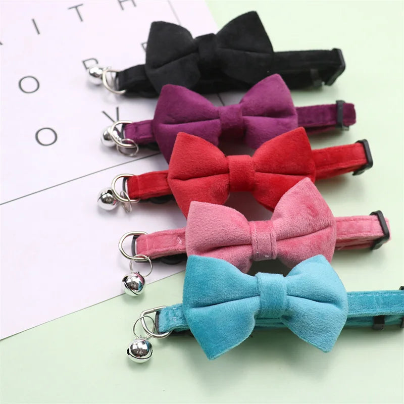 Velvet Bow Tie Pet Collar
